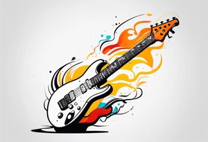 electric guitar with distorted audio wave coming out of cable plug tattoo idea