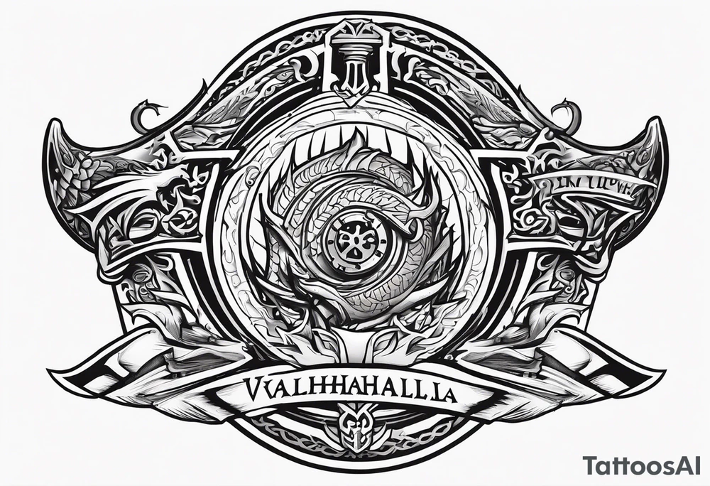 Valhalla sword ship dragon shield tattoo idea