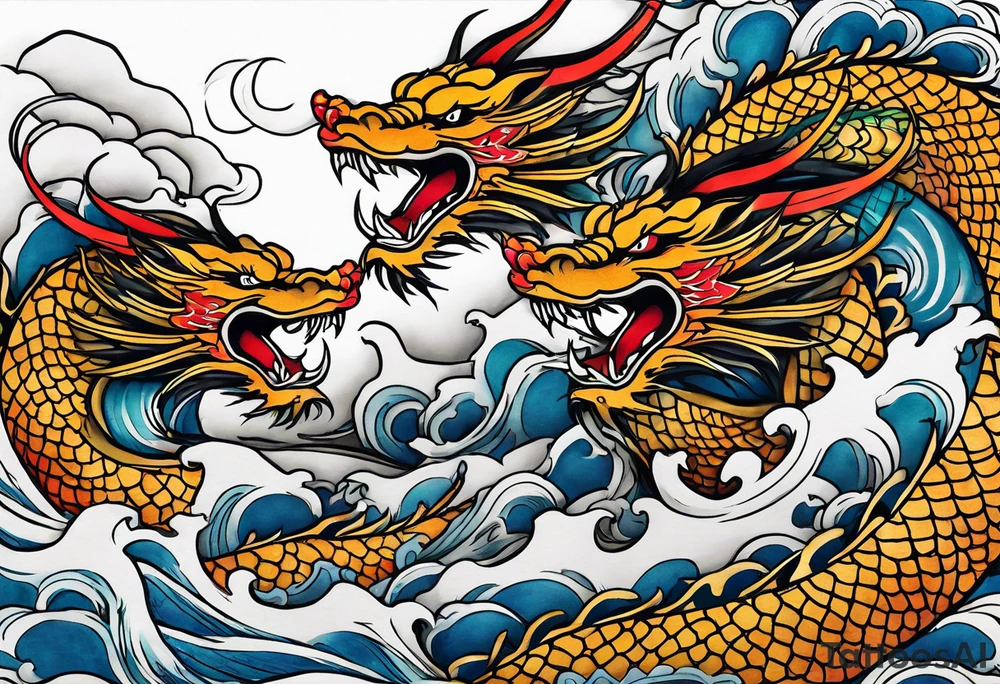 roaring dragons tattoo idea