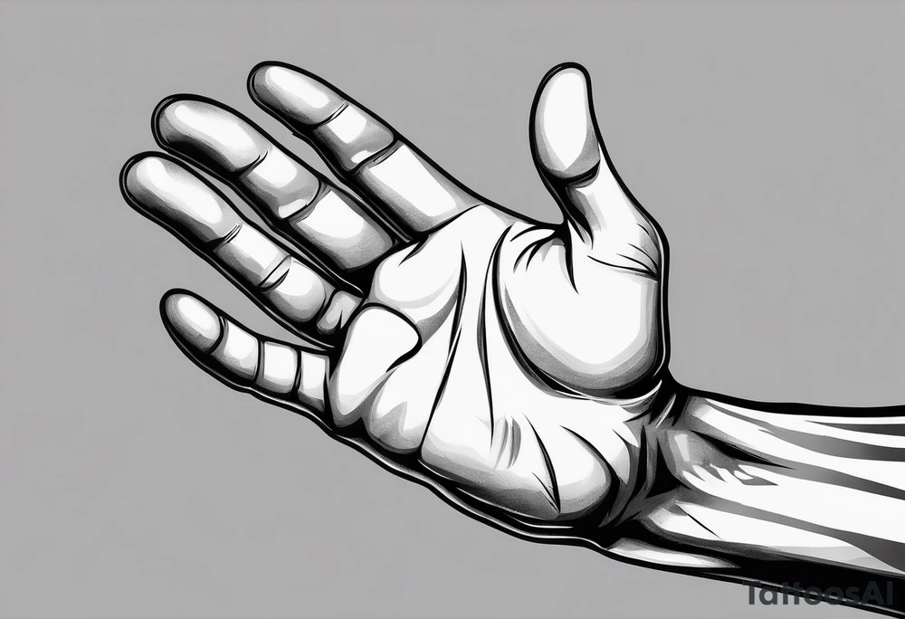 a human hand with face up with palm facing the camera. The hand is plain with no tattooes or decoration. The hand has a hole in it like a gun shot would and it is dripping blood. tattoo idea