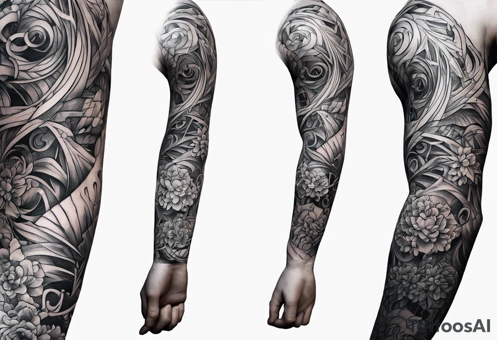 extreme twisted detangled pain arm tattoo idea