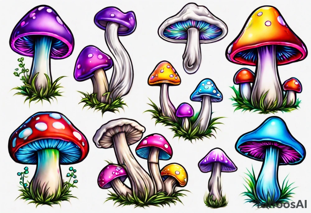 Lisa frank mushroom tattoo idea