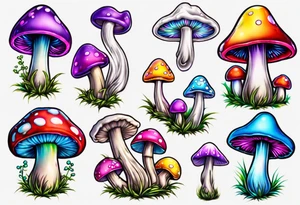 Lisa frank mushroom tattoo idea