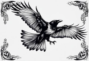 outlines of a crow with open wings tattoo idea