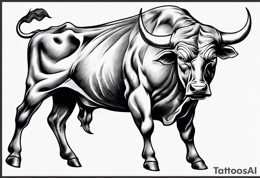 Aggressive Bull from the side facing right. tattoo idea