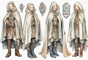 Cate Blanchette wearing white medieval cloak and boots tattoo idea