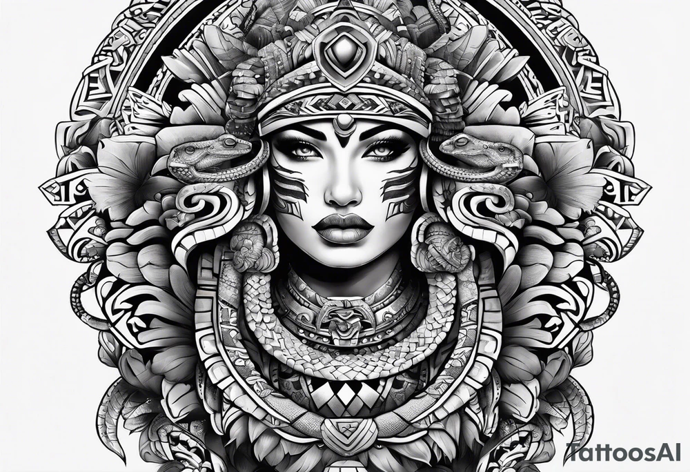 aztec snake sleeve tattoo idea