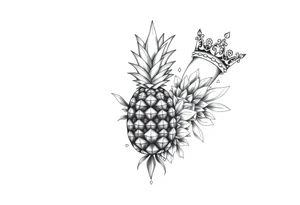 Design to be around vagina and anus using a   pineapple, crown, diamonds. tattoo idea