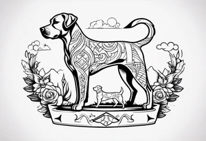 Simpletattoo with elements linked to bodybuilding dogs travel and freedom tattoo idea