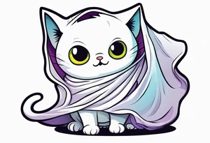 Cat wearing a sheet dressed as a ghost tattoo idea