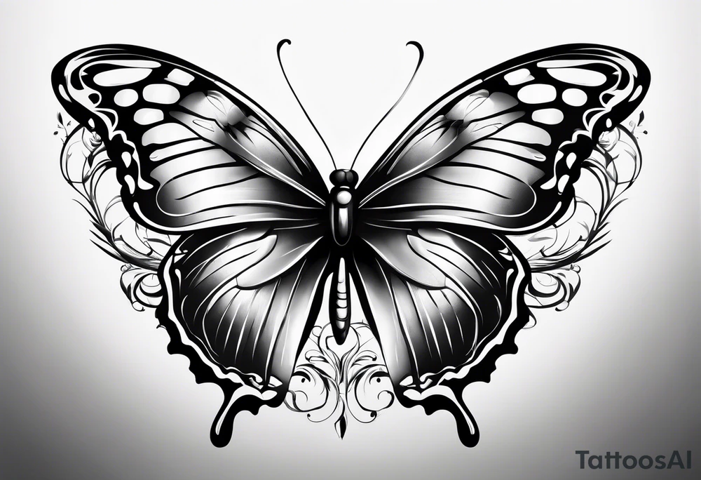 Butterfly but with portrait on 1 of wing tattoo idea
