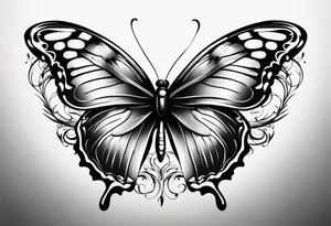 Butterfly but with portrait on 1 of wing tattoo idea