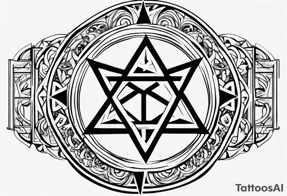 Its a pagan charm of the tetragrammaton to represent Rebecca Sierra 's powerful connection to God as a chosen one with class and elegance in the design tattoo idea