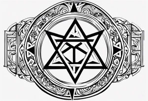 Its a pagan charm of the tetragrammaton to represent Rebecca Sierra 's powerful connection to God as a chosen one with class and elegance in the design tattoo idea