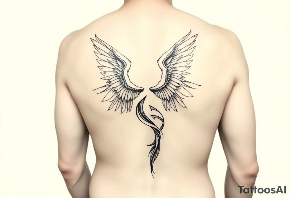 Archangel ariel tattoo stencil for thigh on women tattoo idea