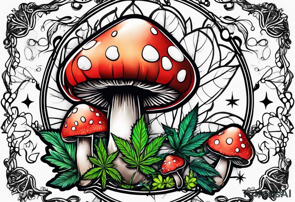 shroom and marijuana tattoo tattoo idea