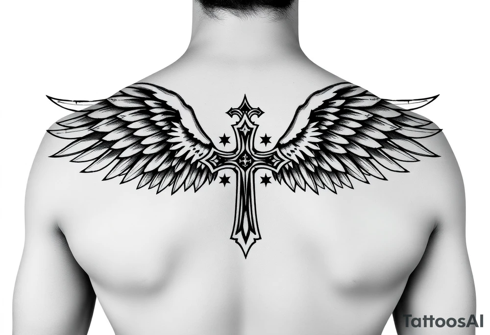 upper arm templar cross angel wings mystical tribal background tattoo idea upper arm templar cross angel wings mystical tribal background tattoo idea