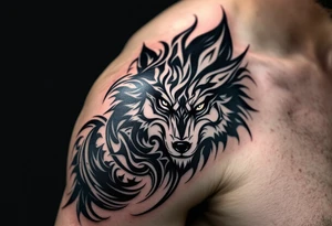 wolf face tattoo idea