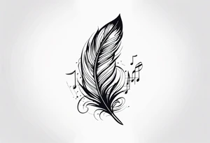 Feather tattoo with small music notes tattoo idea