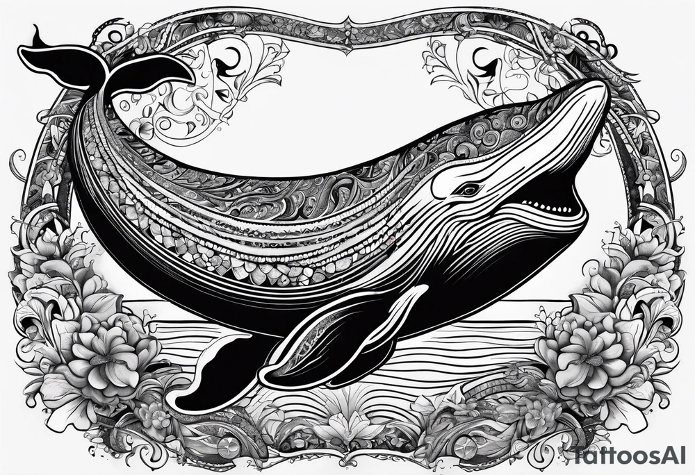 Breaching whale paisley tattoo idea