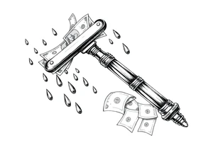 Barber pole  Razor with raining  money tattoo idea