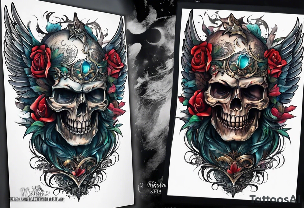 portrait of a creature angel of death tattoo idea