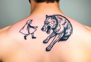 Little red riding hood and the big bad wolf hunting her tattoo idea