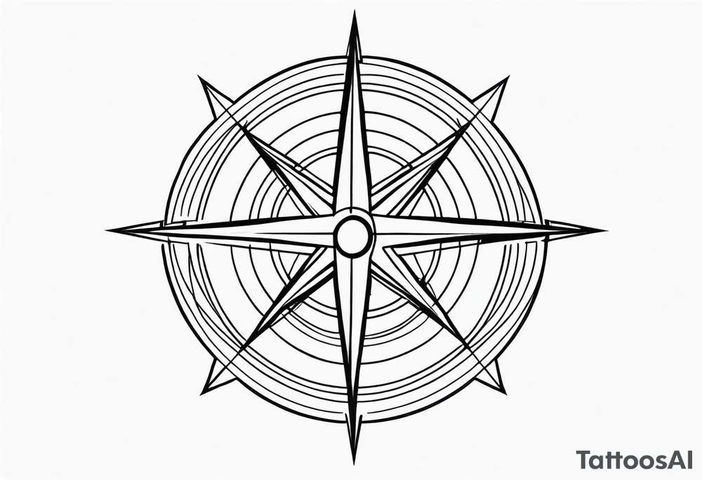 compass rose
 with long lines tattoo idea