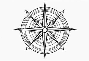 compass rose
 with long lines tattoo idea