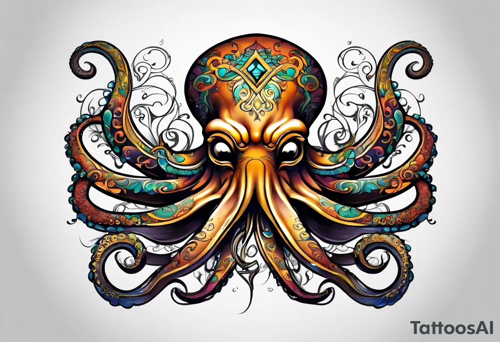 Electric octopus peacefull tattoo idea