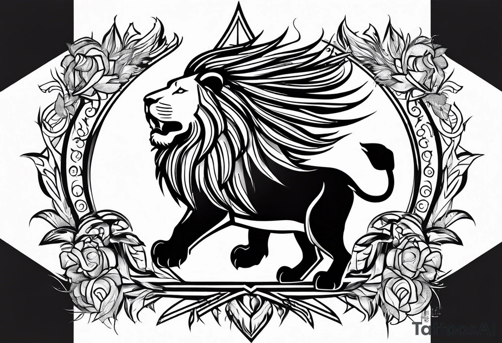 majestic lion, dominican republic flag, proud dominican republic heritage, 111, clock tattoo idea