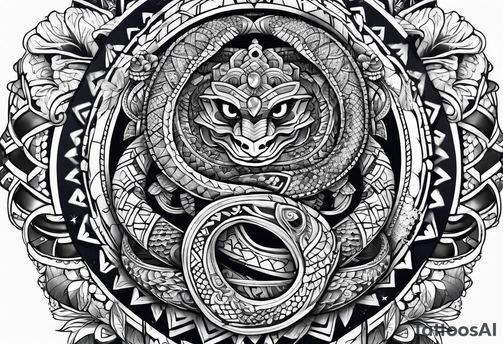 aztec snake sleeve tattoo idea