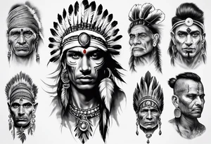 indian theme man face realistic sleeve tattoo idea