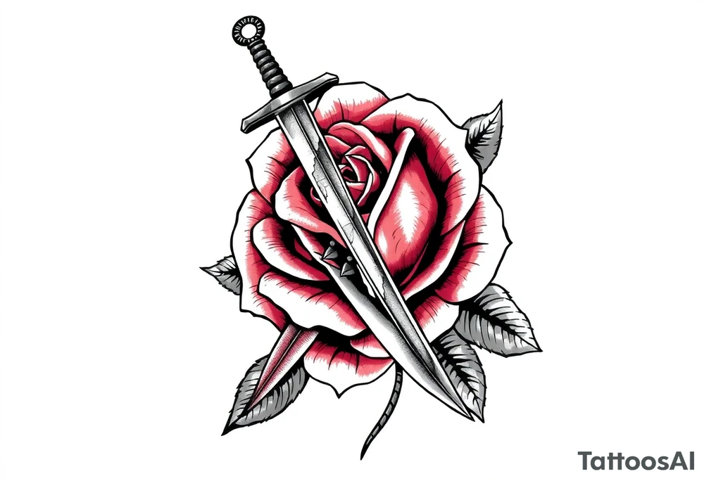 broken sword through a rose tattoo idea