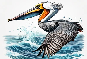 high speed 
diving pelican tattoo idea