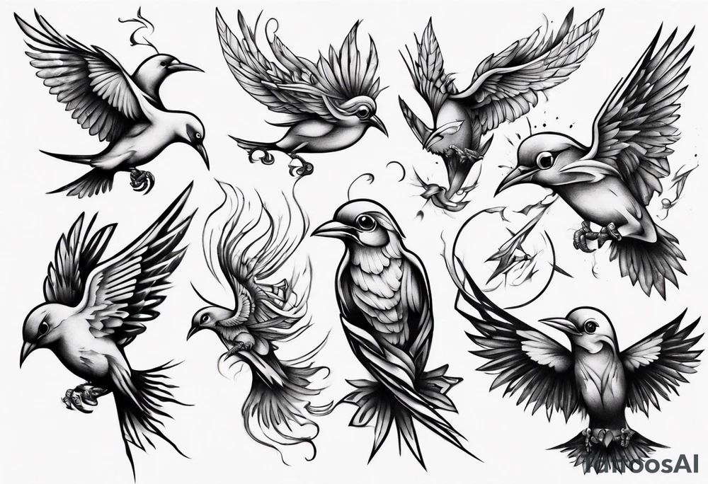 Bird breaking free tattoo idea