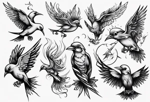 Bird breaking free tattoo idea