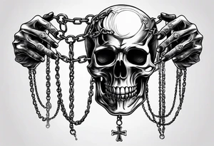 Skeleton hands that are chained together breaking the chain in the middle tattoo idea