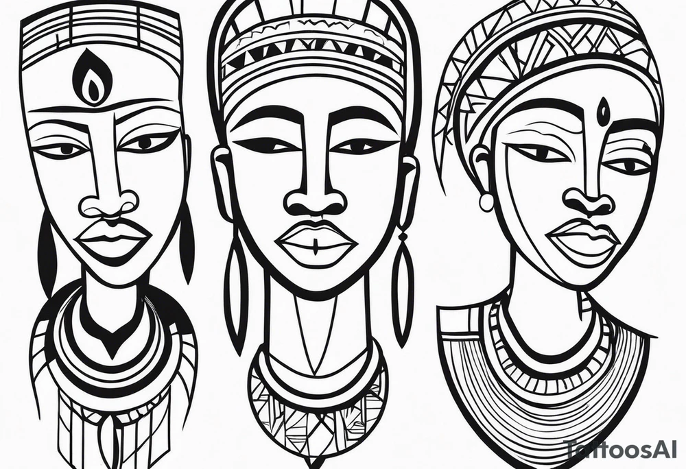 african faces cultural tattoo idea
