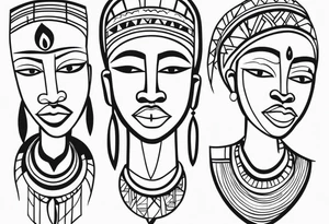 african faces cultural tattoo idea