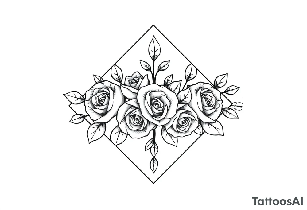 Small Roses filling up the inside of an lateral diamond shape tattoo idea