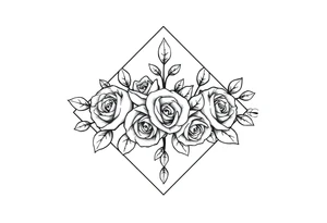 Small Roses filling up the inside of an lateral diamond shape tattoo idea