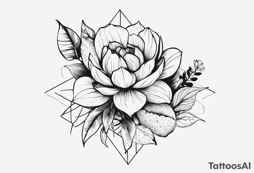 две веточки с листьями под ключицы с луной посередине tattoo idea