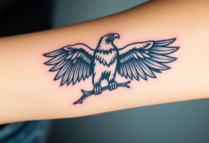 A majestic Moravian eagle perched on a branch, its wings spread wide, symbolizing freedom and strength tattoo idea