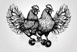 roller skaters chicken tattoo idea