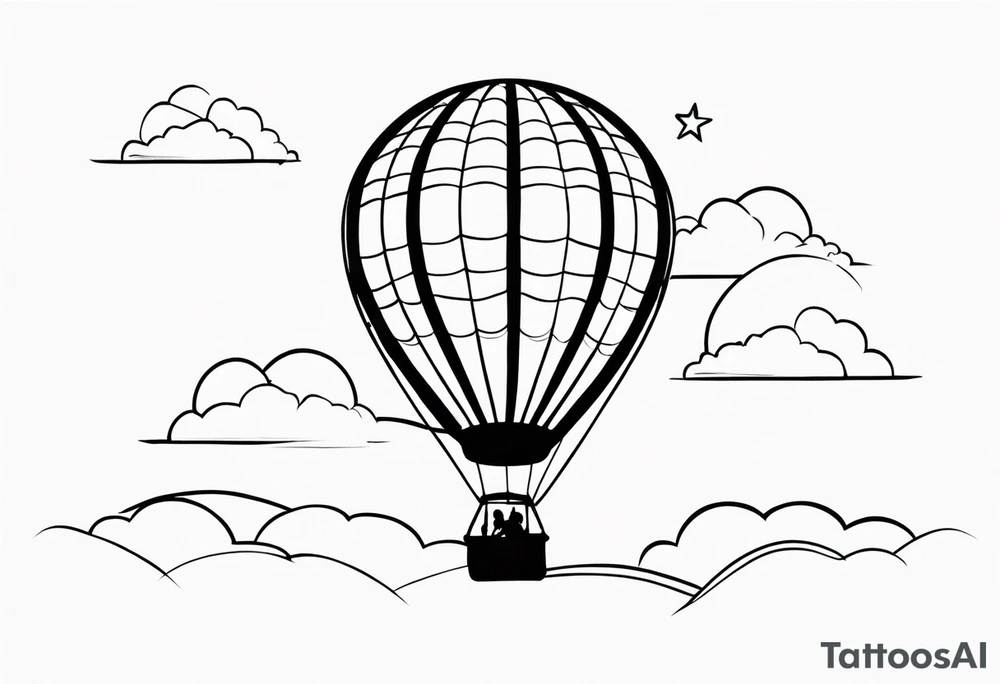 Hot air balloon in sky tattoo idea