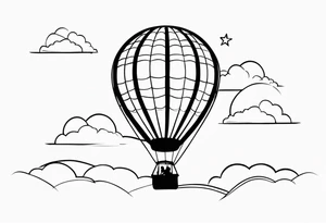 Hot air balloon in sky tattoo idea