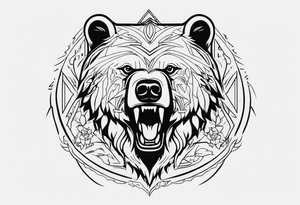 a russian wild bear with demonic signs tattoo idea