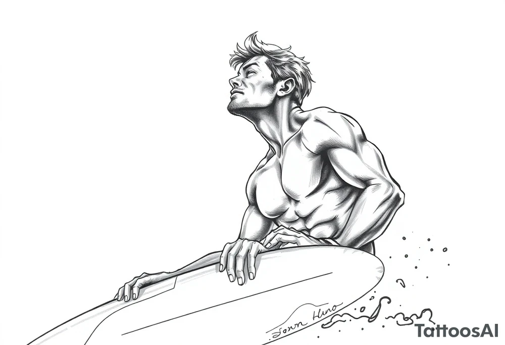 silver surfer on his board looking over in deep thought as he is in the sky tattoo idea