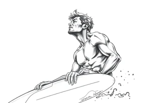 silver surfer on his board looking over in deep thought as he is in the sky tattoo idea